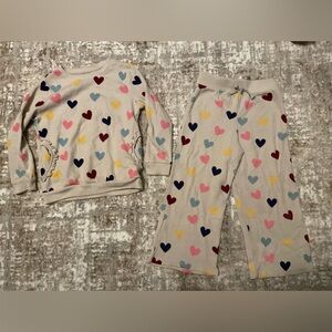 Garanimals Cream Heart Print Waffle Knit Kids Matching Set wide leg size 5T